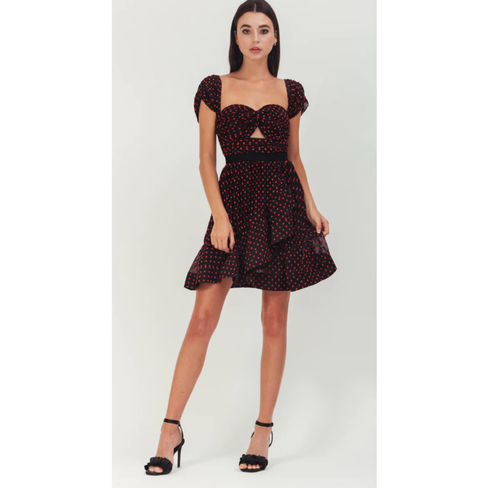 Self Portrait Plumetis Off Shoulder Mini Dress Womens US4